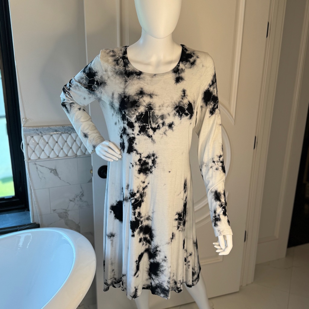 Karen By Karen Lane, Size L, Tie-Dye Black & White Dress